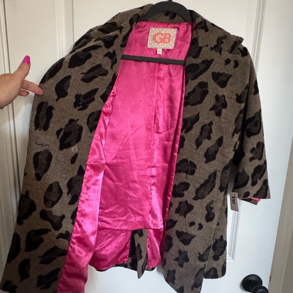 Stylish Leopard Print Woman’s 3/4 Sleeve Hot Neon Link Outerwear Coat - Picture 3 of 9